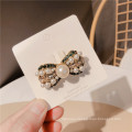 Korean Bow Alloy Rhinestone Pearl Brooch for Women Girl Coat Sweater Accessories Vintage Badge Fashion Jewelry Handmade